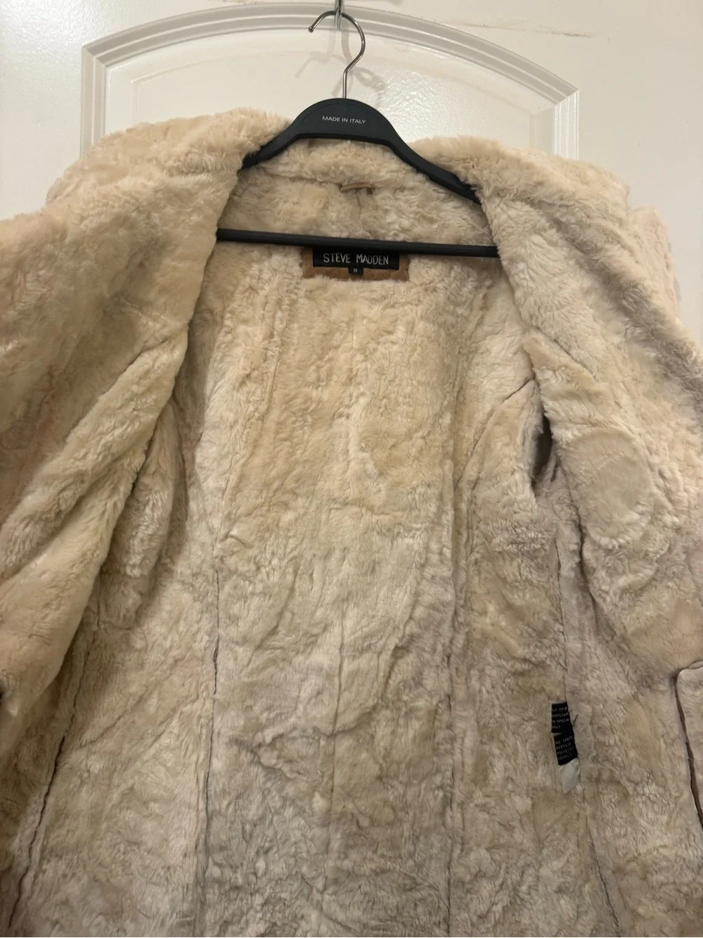 Vintage Steve Madden Genuine Leather Shearling Coat Tan Small